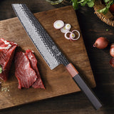 NNEOBA 8.2-Inch Damascus Steel Cleaver Hand-Forged Knife Black