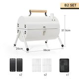 NNEOBA Dual-Side Portable Charcoal BBQ Grill Camping Stove White