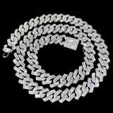 NNEOBA Prong Cuban Link Chain Necklace Rhinestone (A0994SL)