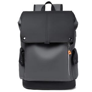 NNEOBA Waterproof PU Leather Laptop Backpack Computer Bag Grey