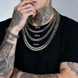 8mm Stainless Steel Cuban Link Chain Necklace – Waterproof Heavy-Duty Men's Fashion Jewelry