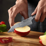 NNEOBA 5-Inch Hand-Forged Damascus Steel Utility Knife Ebony And Rosewood Brown