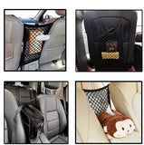NNEOBA 2Pcs Elastic Car Storage Net Bag Between Seat Organizer Barrier Black