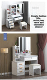 NNEOBA Elegance in Simplicity: White Dressing Table Set with Sliding Mirror & Ample Storage