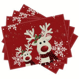 4PCS Christmas Reindeer Snowflake Placemats