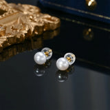 White Freshwater Pearl Stud Earrings 925 Sterling Silver 5–5.5 mm