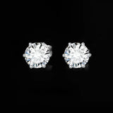 NNEOBA Earrings Stud Round 5A Zirconia Silver for Women (Silver)