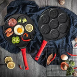 NNEOBA Seven-Hole Animal Face Pancake Frying Pan Non-Stick Black