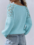 Women's Solid Color Openwork Knit Pullover