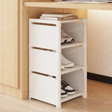 NNEOBA 8-Layer Foldable Shoe Rack Organizer - Space-Saving Wall Corner Storage (White)