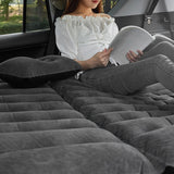 NNEOBA 2-in-1 Car Inflatable Mattress Soft PVC Flocking Travel Bed with Pump Black