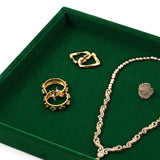Emerald Green Velvet Jewelry Display Tray Set – Multi-Grid Organizer for Rings, Necklaces, Earrings & Bracelets