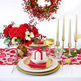 NNEOBA Elegant Valentine's Day Lace Table Runner Set - Red Poinsettia Design