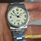 36.5mm Vintage Quartz Watch with Sapphire Crystal & 100M Water Resistance