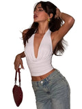 Women's Backless Halter Swing Collar Vest