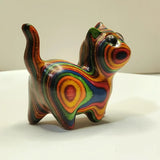 1 Painted Wooden Kitten Creative Sculpture