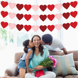 NNEOBA Festive Love - 3pcs Pre-Assembled Felt Heart Garland Banner for Valentine's Day Deco