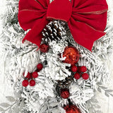 Flocked Christmas Flower Wreath Garland