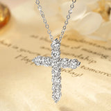 14K Gold Filled Moissanite Cross Pendant Necklace – D Color Round Moissanite with GRA Certificate