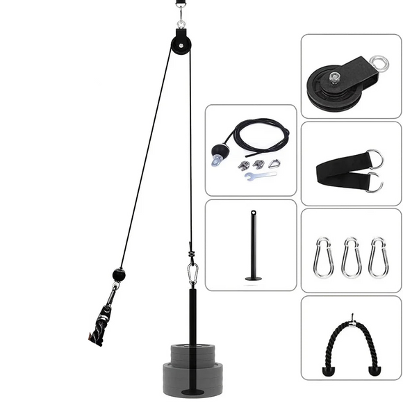NNEOBA Nine-Piece Pulley Fitness Accessories Kit Black