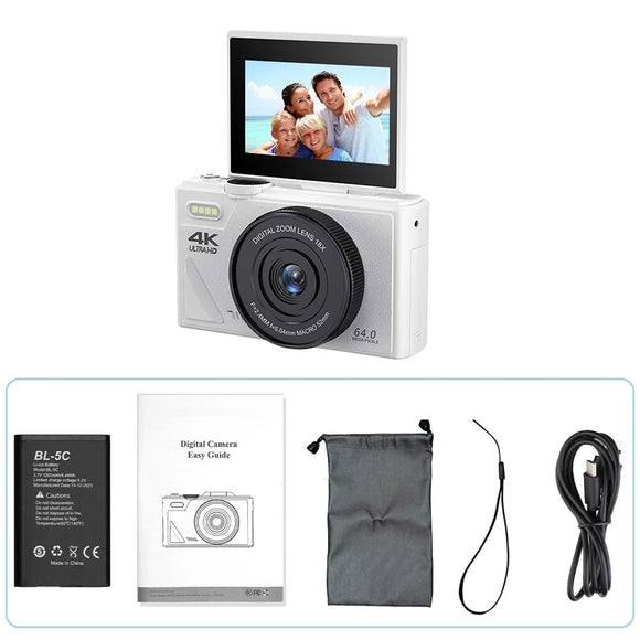 NNEOBA Digital Camera with 3.0 Flip Screen White