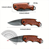 NNEOBA Folding Knife Solid Wood Handle Brown