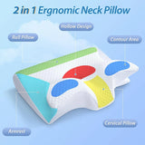 NNEOBA 2-in-1 Ergonomic Memory Foam Cervical Pillow Orthopedic Neck Support Grey