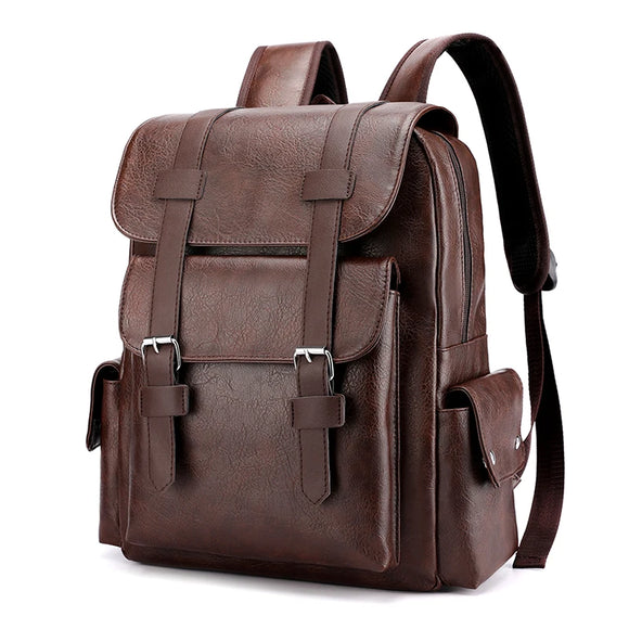 NNEOBA PU Leather Laptop Backpack Dark Brown