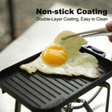 NNEOBA Mini Grill Plate Set – Non-Stick Aluminum Alloy Griddle with Tong Black