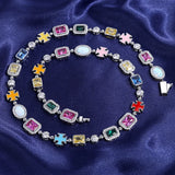 Luxury Colorful Zircon Tennis Chain Necklace – Unisex Hip Hop Fashion Jewelry