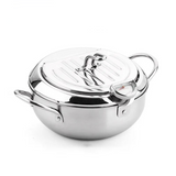 NNEOBA 3.2L Stainless Steel Oil Pan with Thermometer Fryer with Lid Silver