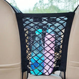 NNEOBA 2Pcs Elastic Car Storage Net Bag Between Seat Organizer Barrier Black