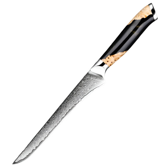 NNEOBA 6-Inch Damascus Utility Knife 67-Layer Razor Sharp Boning Knife Black