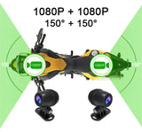 NNEOBA Dual 1080P Motorcycle Cam WiFi + GPS 64 GB Black