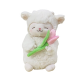 NNEOBA Kawaii White Sheep Lamb Plush with Tulip Flower
