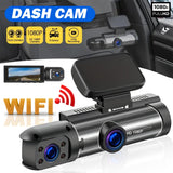 NNEOBA 1080P WiFi Dual Lens Dash Cam Front Rear Car DVR Black