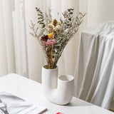 NNEOBA Nordic Elegance: White Ceramic U-shaped Vase for Stylish Living Spaces