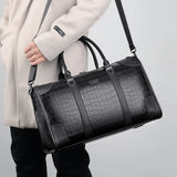 NNEOBA Alligator-Pattern Business Travel Bag Black