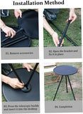 NNEOBA Folding Round Table Portable Telescopic Outdoor Three-legged Dining Table with lamp holder