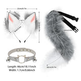 Gray Cat Ears & Animal Tail Cosplay Costume Set
