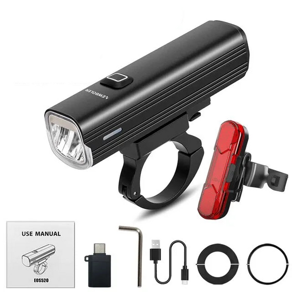 NNEOBA USB Rechargeable Bicycle Light Set Black