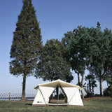NNEOBA Camping Glamping Cotton Tent 3-Person Double-Layer Waterproof Tent Ivory