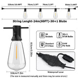 20M 30M ST38 Garland Light String Shatterproof LED Bulbs Outdoor IP44 Patio Garden Wedding Party Halloween Christmas Decor Lamp