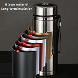 NNEOBA Thermos Bottle with LED Temperature Display Silver