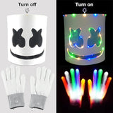 Led Light Up Mask and Gloves DJ Marshmello Head Helmet Light Up Cosplay Head Cover for Men Women Music Festival Purim props