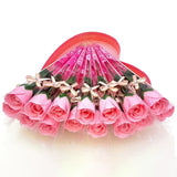 NNEOBA 10pcs Pink Never-Wither Soap Flower Rose Bouquet - Scented Petals