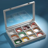 Ice Velvet Jewelry Organizer Box – 12-Grid Storage Case with Clear Lid for Rings, Earrings & Bracelets