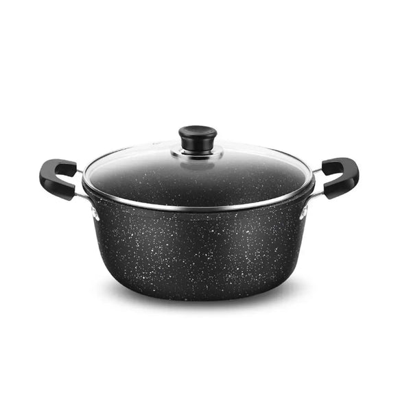 NNEOBA Maifan Stone Non-Stick Soup Pot with Lid Dual-Handle Cookware Black