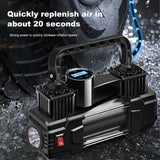 NNEOBA 12V 150PSI Heavy-Duty Dual Cylinder Air Compressor Digital Tire Inflator Black
