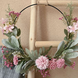 NNEOBA Charming Pink Floral Valentine's Wreath | Home Décor | 16" Artificial Door Decoration